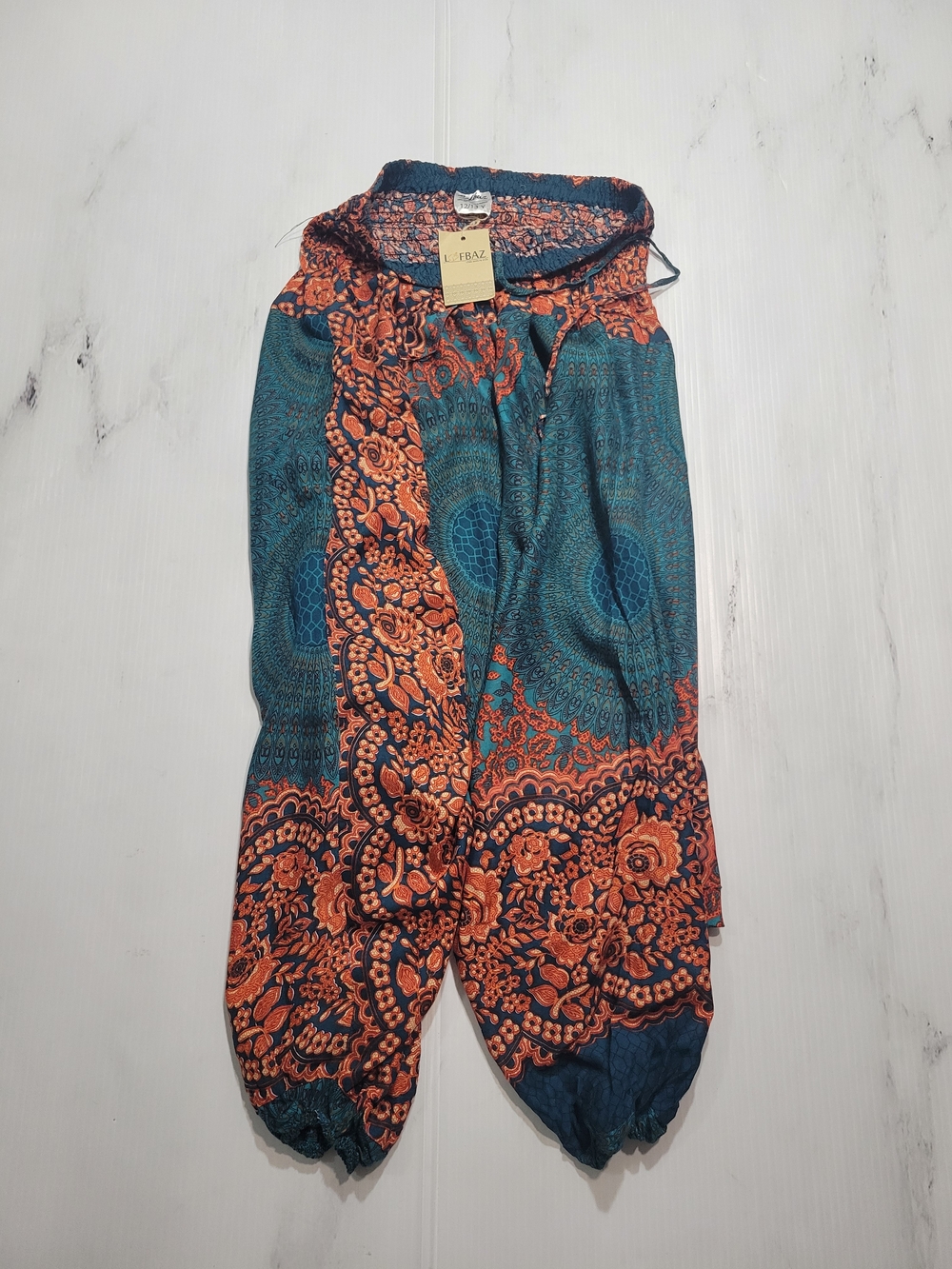 Lafbaz Girls NWT Size 12 13Y Boho Mandala Elephant Harem Pants Smocked Waist Tea